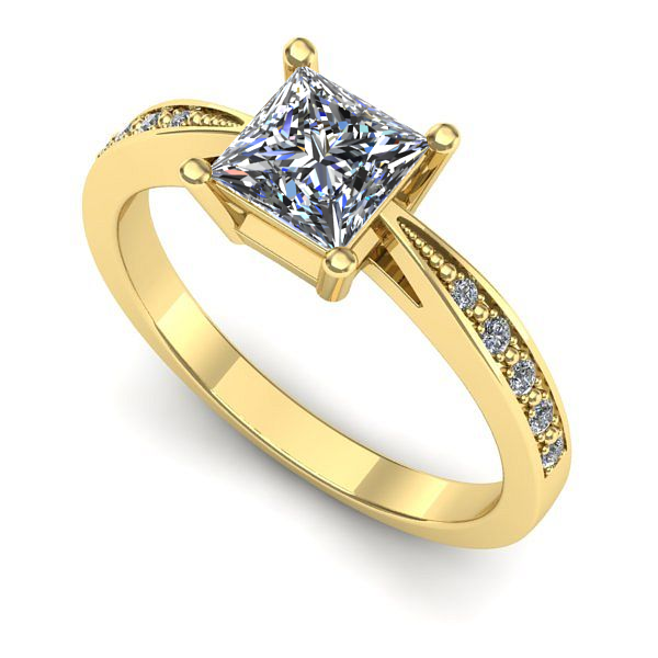 Inel din aur galben cu diamant de laborator