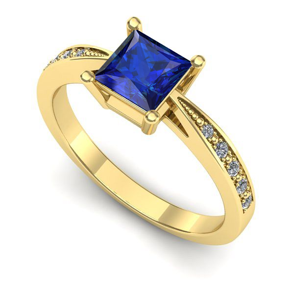 Inel de logodna din aur galben cu safir