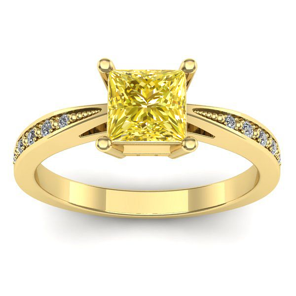 Inel cu safir galben patrat