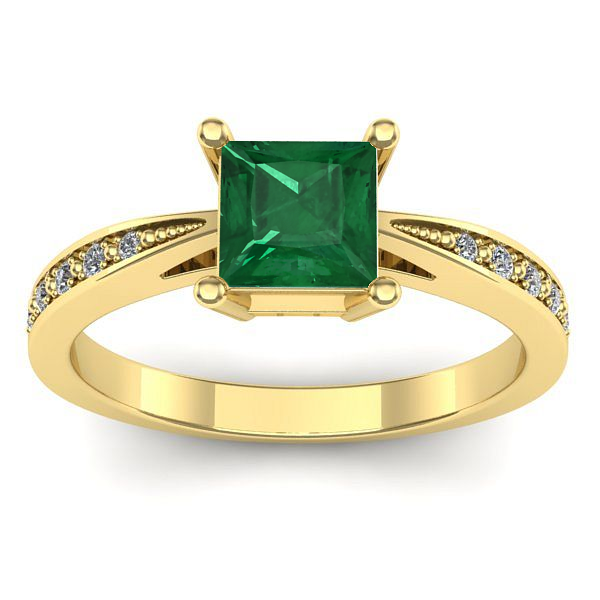 Inel cu smarald patrat