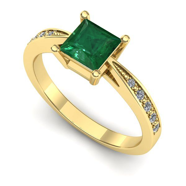 Inel de logodna din aur galben cu smarald