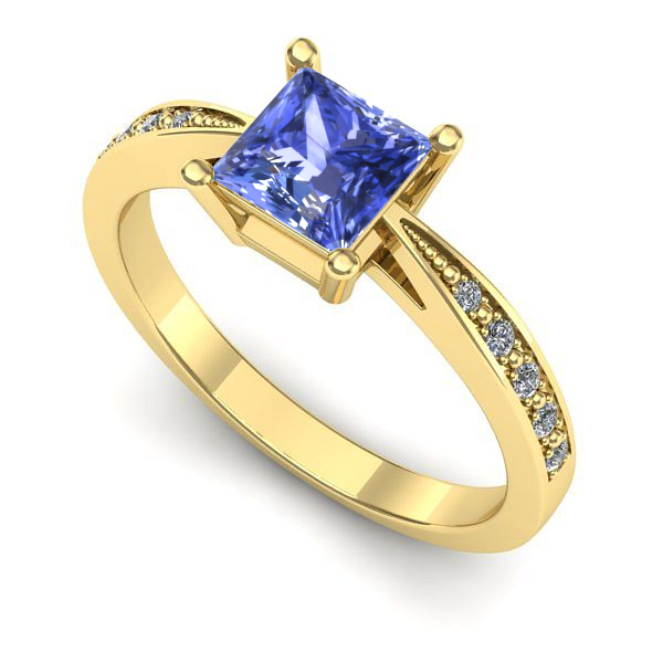 Inel logodna din aur galben cu tanzanit