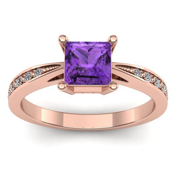 Inel logodna cu ametist patrat