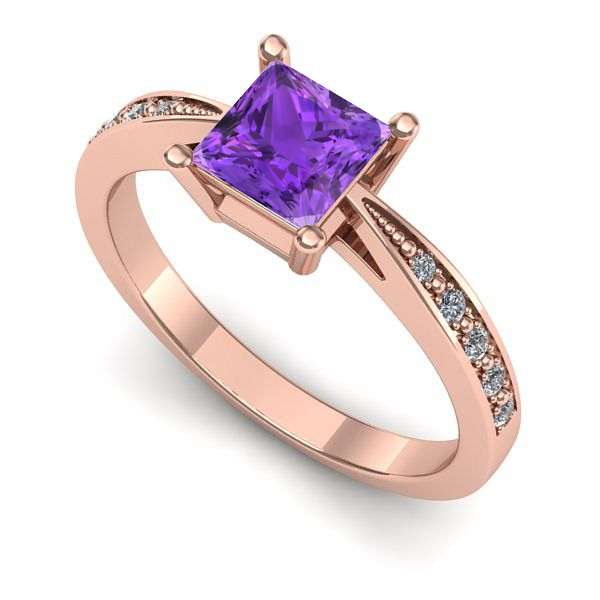 Inel din aur roz cu ametist