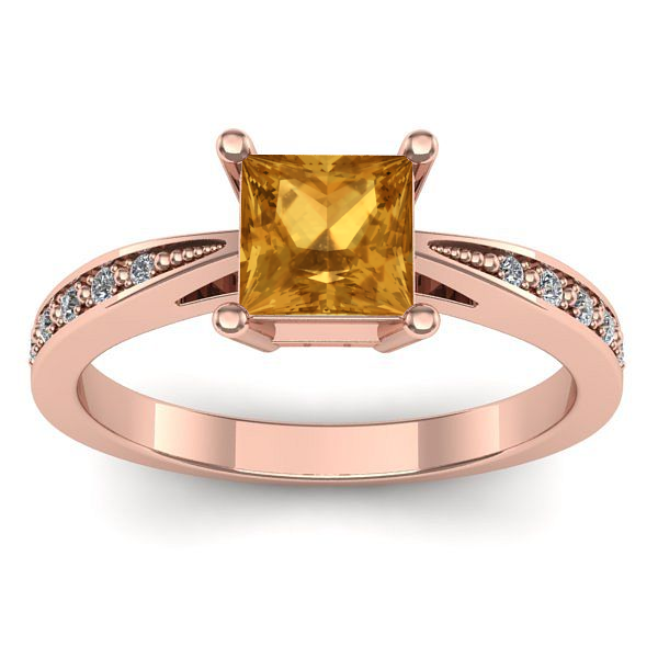 Inel de logodna cu citrin patrat