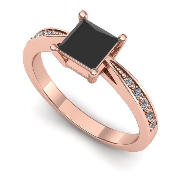 Inel logodna din aur roz cu diamant negru