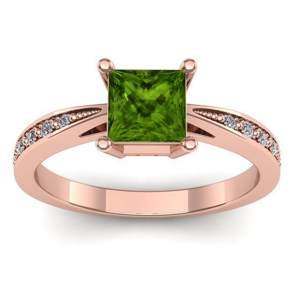 Inel de logodna cu peridot patrat