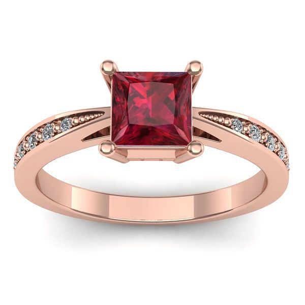 Inel cu rubin patrat