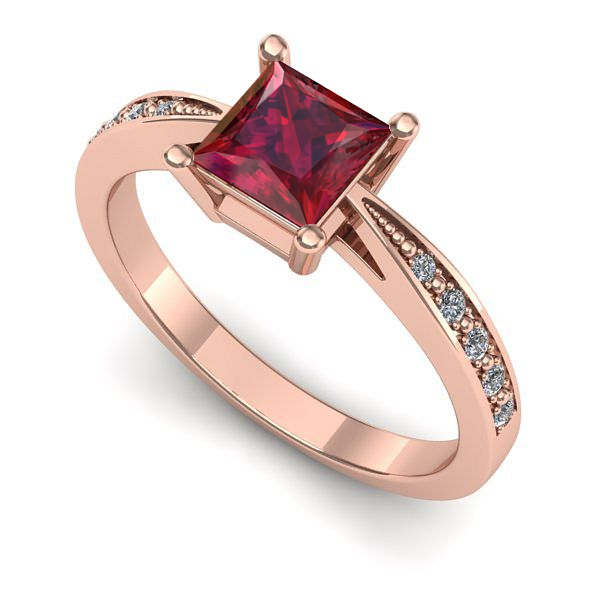 Inel logodna din aur roz cu rubin