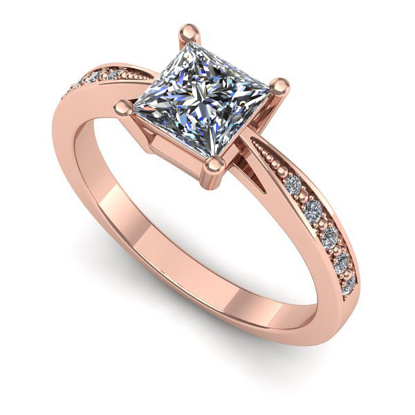 Inel din aur roz cu diamant de laborator