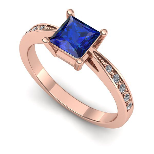 Inel din aur roz cu safir