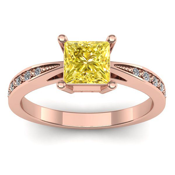 Inel de logodna cu safir galben patrat