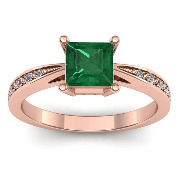 Inel de logodna cu smarald patrat