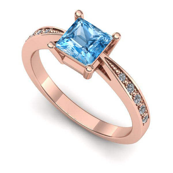 Inel din aur roz cu topaz blue