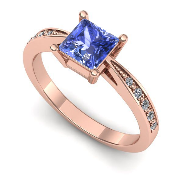 Inel de logodna din aur roz cu tanzanit