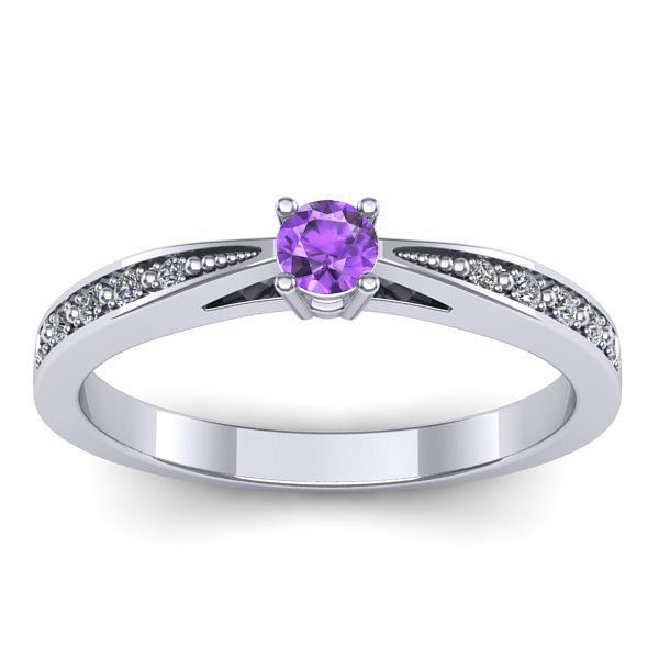 Inel logodna cu ametist rotund