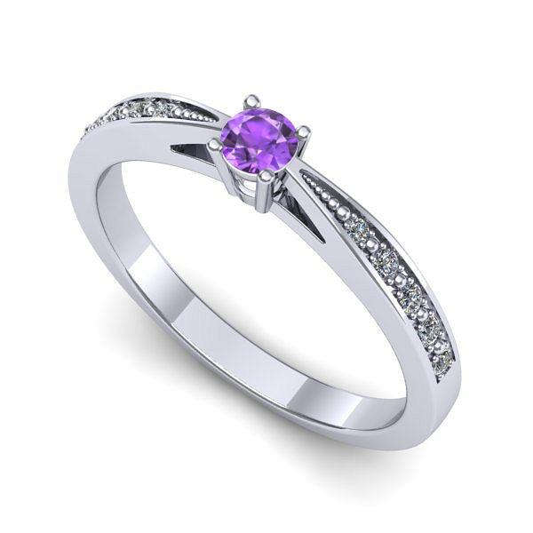 Inel de logodna din aur alb cu ametist
