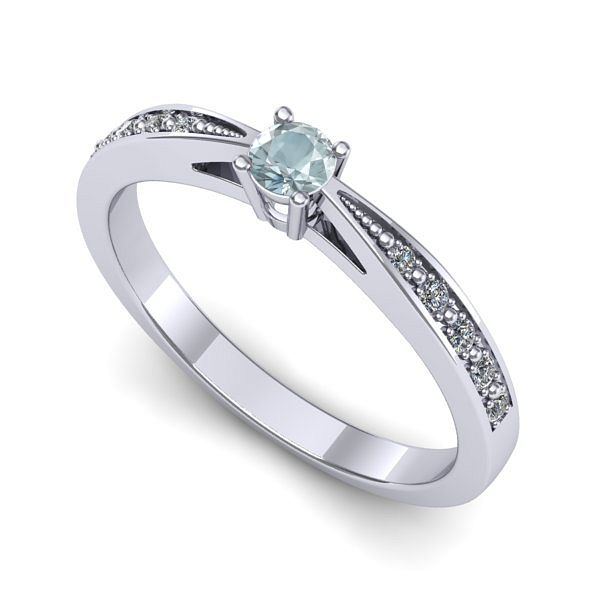 Inel din aur alb cu aquamarin