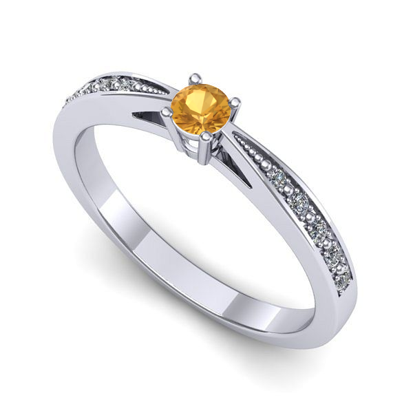 Inel din aur alb cu citrin