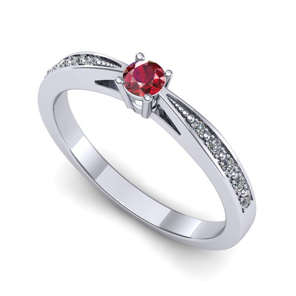 Inel logodna din aur alb cu rubin