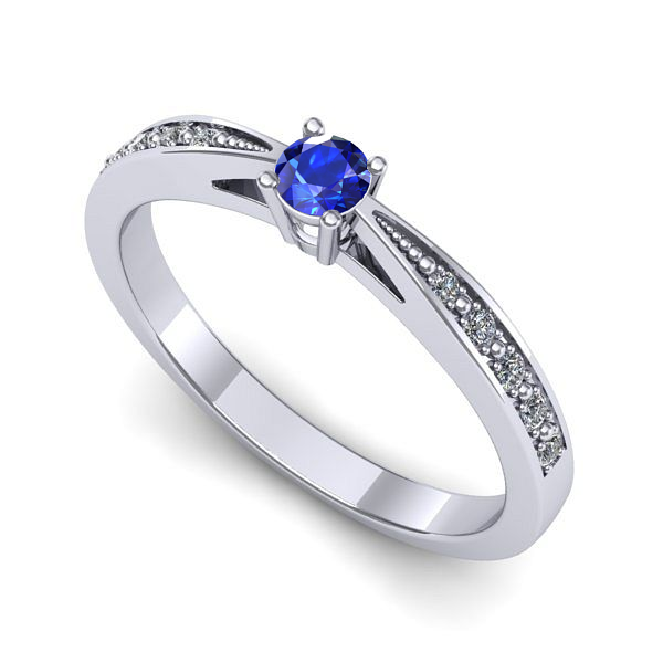 Inel de logodna din aur alb cu safir