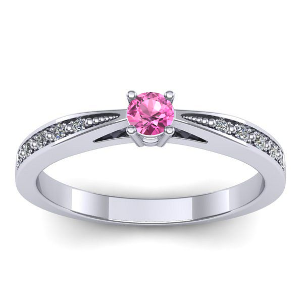 Inel cu safir roz rotund