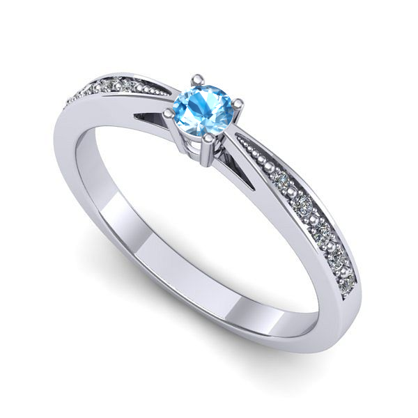 Inel logodna din aur alb cu topaz blue