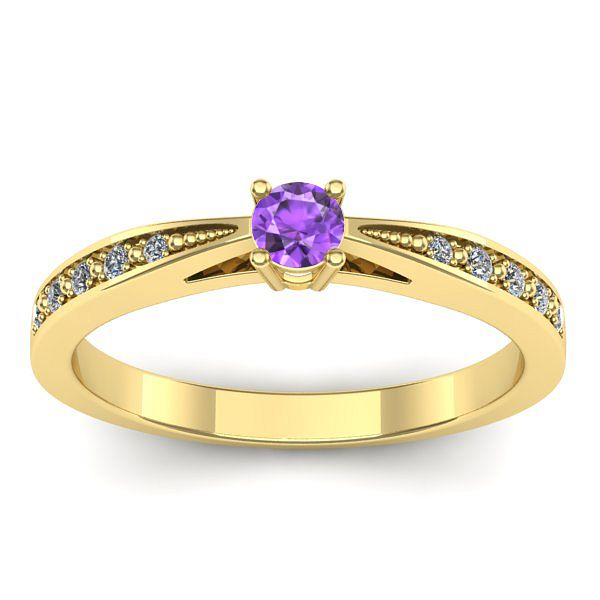 Inel de logodna cu ametist rotund