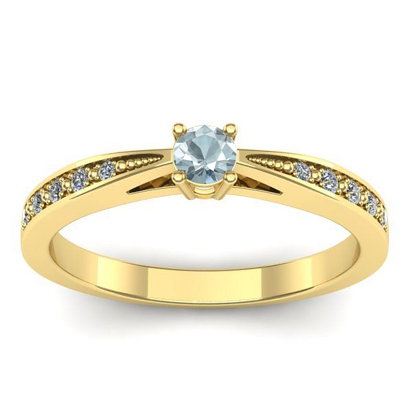 Inel cu aquamarin rotund