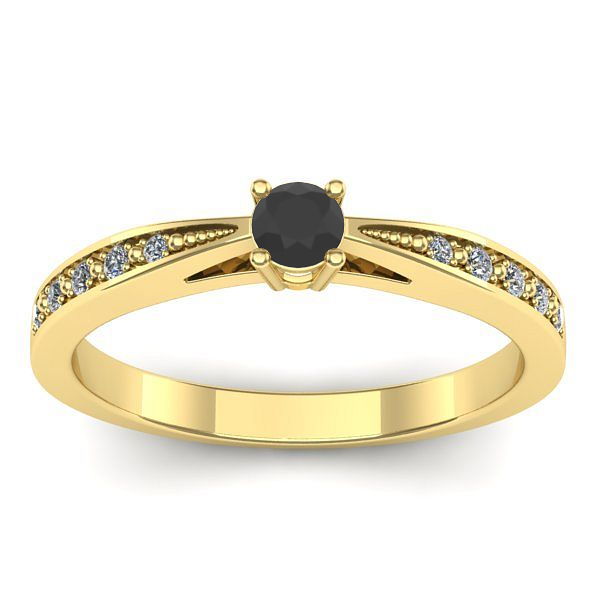 Inel logodna cu diamant negru rotund