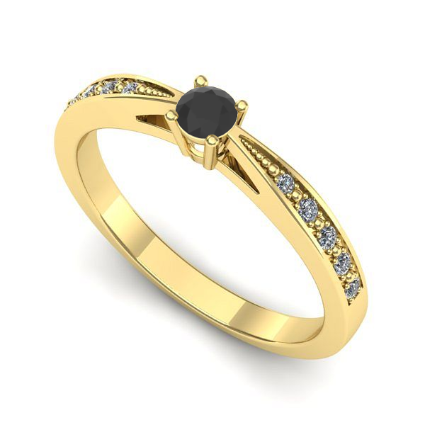 Inel din aur galben cu diamant negru