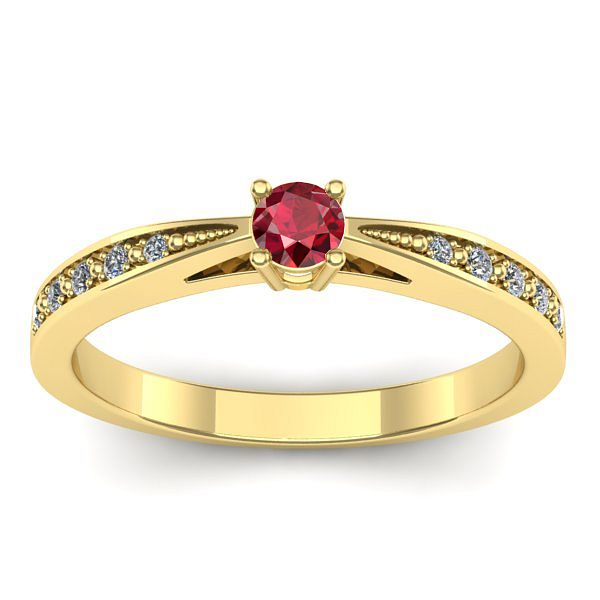 Inel logodna cu rubin rotund