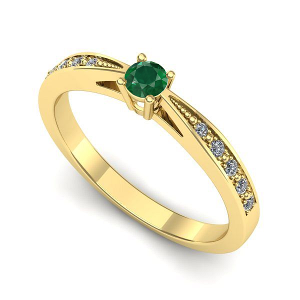 Inel de logodna din aur galben cu smarald
