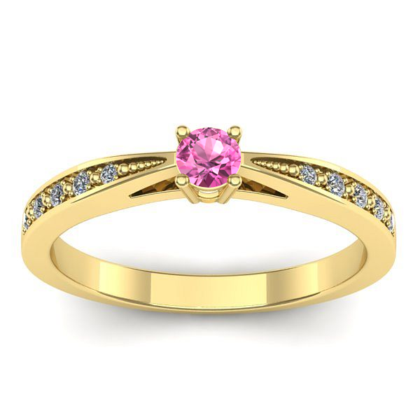 Inel cu safir roz rotund