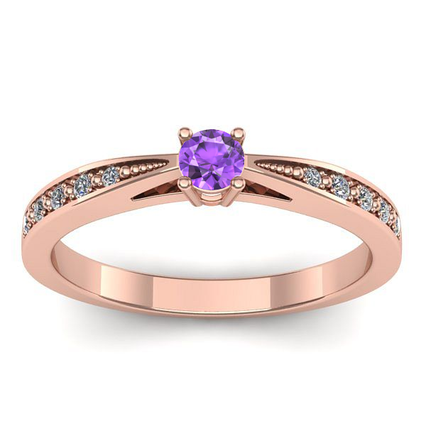 Inel logodna cu ametist rotund