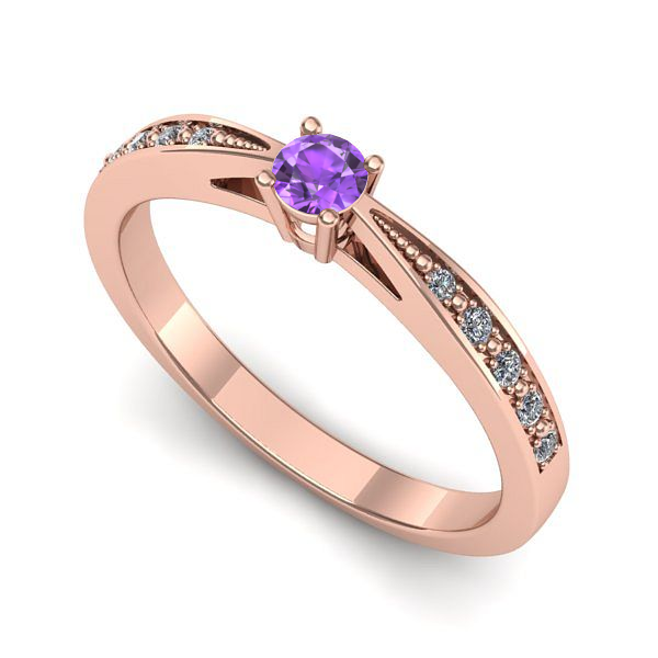 Inel din aur roz cu ametist