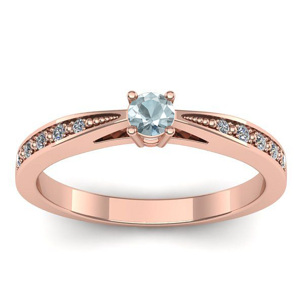 Inel logodna cu aquamarin rotund