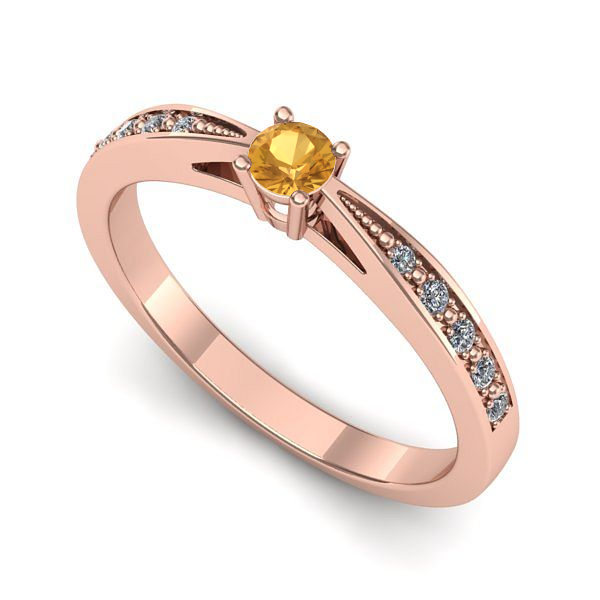 Inel logodna din aur roz cu citrin