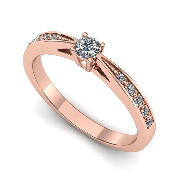 Inel de logodna din aur roz cu diamant