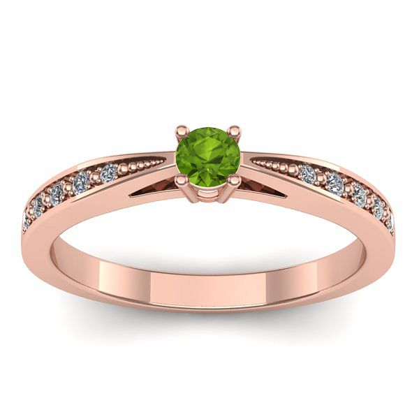 Inel cu peridot rotund