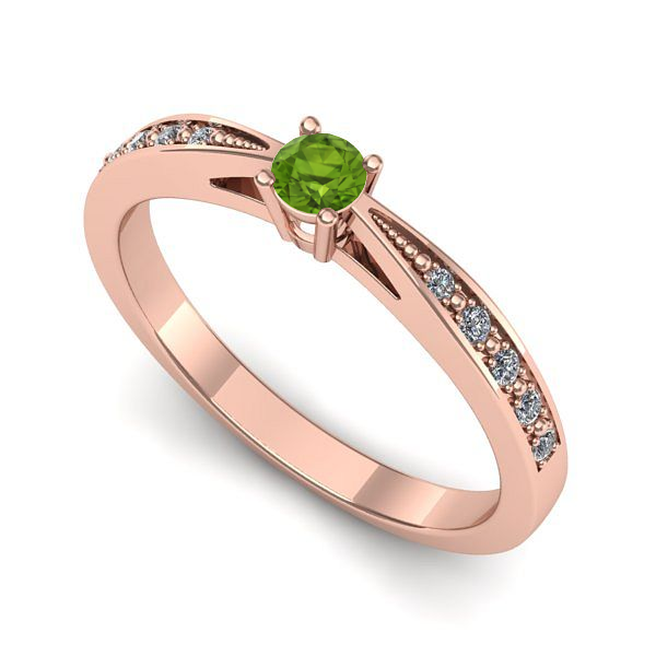 Inel de logodna din aur roz cu peridot