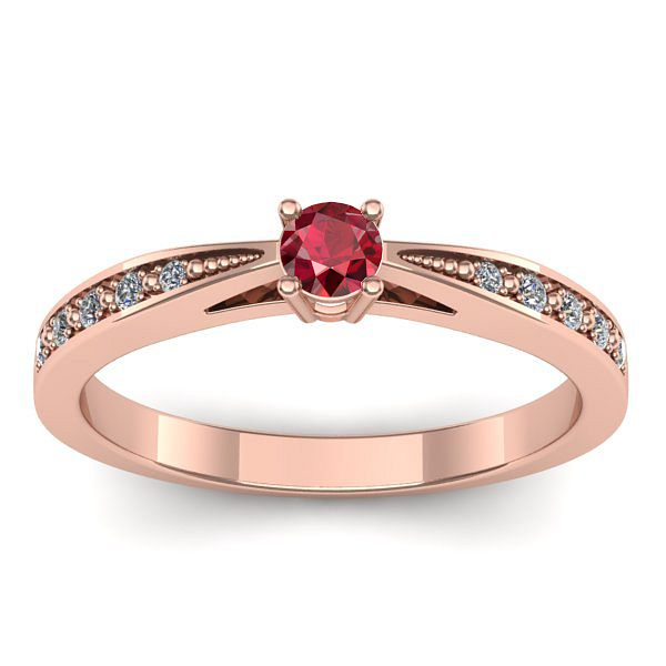 Inel de logodna cu rubin rotund