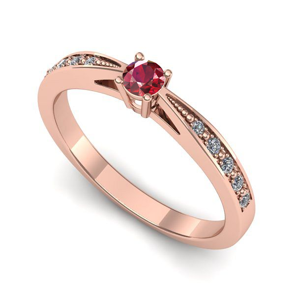 Inel din aur roz cu rubin