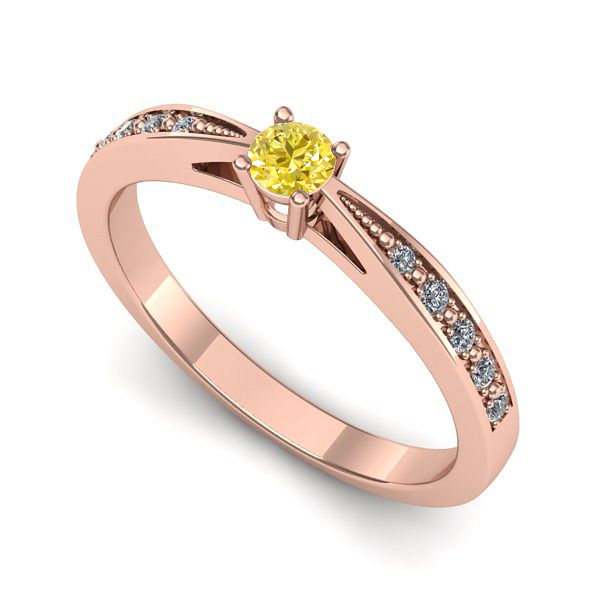 Inel din aur roz cu safir galben