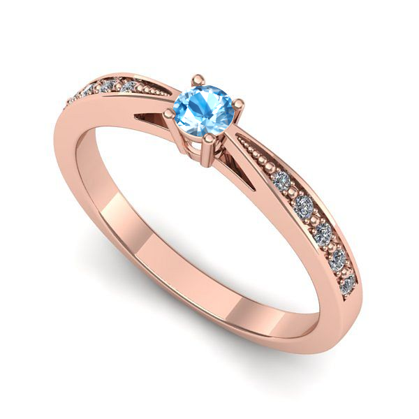 Inel de logodna din aur roz cu topaz blue