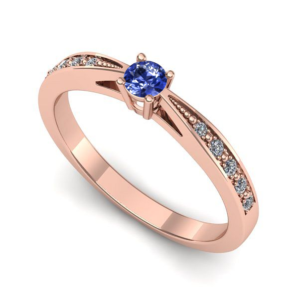 Inel din aur roz cu tanzanit