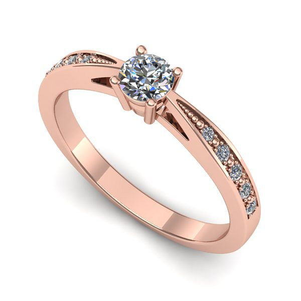 Inel de logodna din aur roz cu diamant