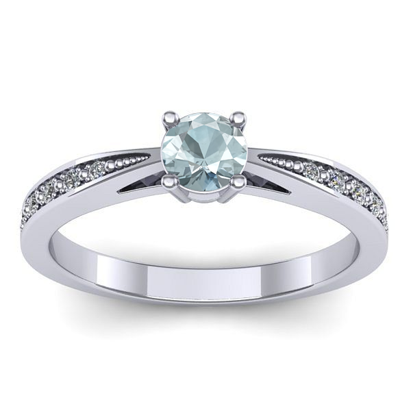 Inel cu aquamarin rotund