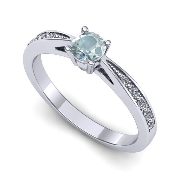 Inel logodna din aur alb cu aquamarin