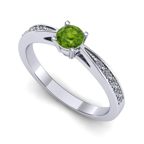 Inel logodna din aur alb cu peridot